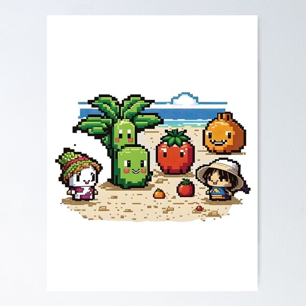 Item preview, Vegetables on the beach Pixel art  designed and sold by V-A-H.
