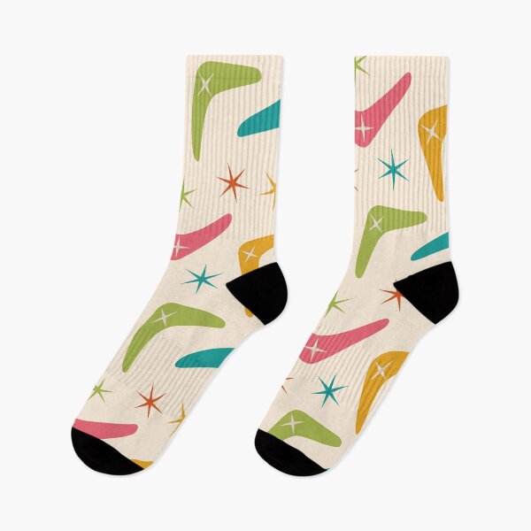 Item preview, Mid Century Boomerang with Colorful Retro starbursts Pattern designed and sold by Yasminepatterns .