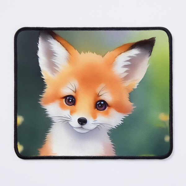 Item preview, Cute and happy little fox sitting in nature, watercolor painting designed and sold by Girly-Universe.