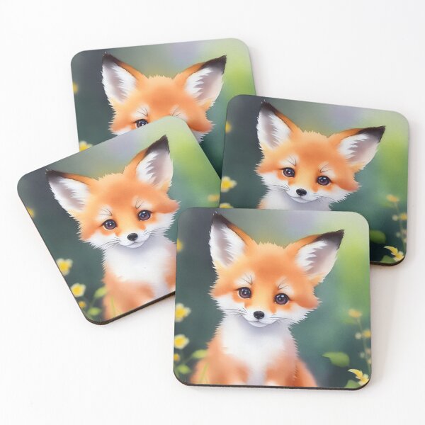 Item preview, Cute and happy little fox sitting in nature, watercolor painting designed and sold by Girly-Universe.