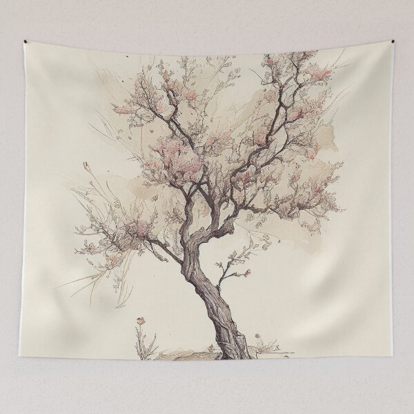 Item preview, Minimalist Antique Peach Tree Sketch Art Printable  designed and sold by Abili-Tees.