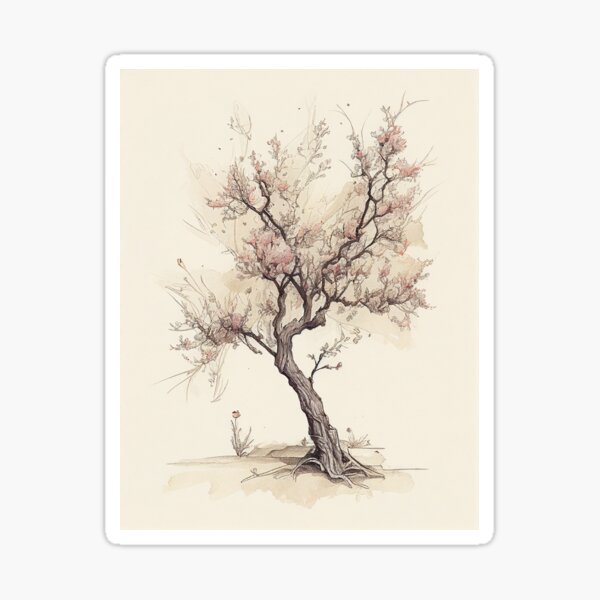 Item preview, Minimalist Antique Peach Tree Sketch Art Printable  designed and sold by Abili-Tees.