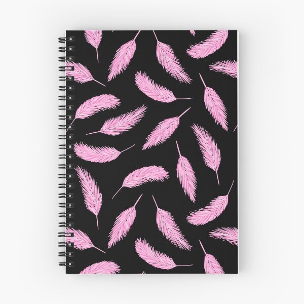 Item preview, Pink Flamingo Feather Pattern on Black designed and sold by KatsCanvas.