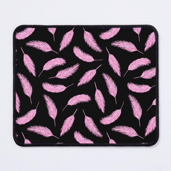 Item preview, Pink Flamingo Feather Pattern on Black designed and sold by KatsCanvas.
