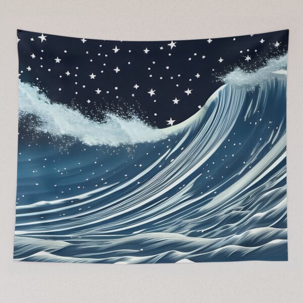 Item preview, Starry Midnight Waves, ink drawing, Ai Generated Art  designed and sold by ACC .