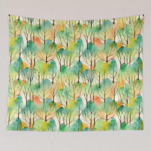 Item preview, Watercolor Summer Trees Pattern designed and sold by ClairesPatterns.