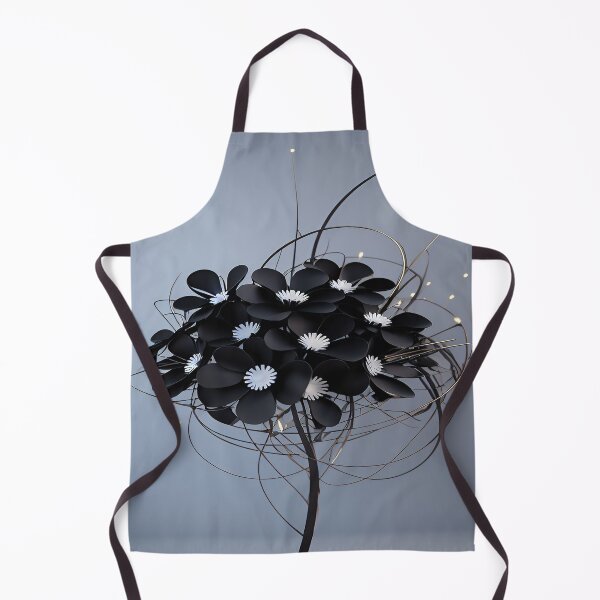 Item preview, Jet Black Sable Flower Bouquet Arrangement White Centers Whisps of Leaves and Stems designed and sold by deniselynnimage.