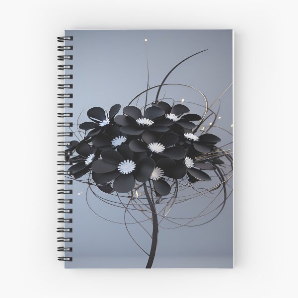 Item preview, Jet Black Sable Flower Bouquet Arrangement White Centers Whisps of Leaves and Stems designed and sold by deniselynnimage.