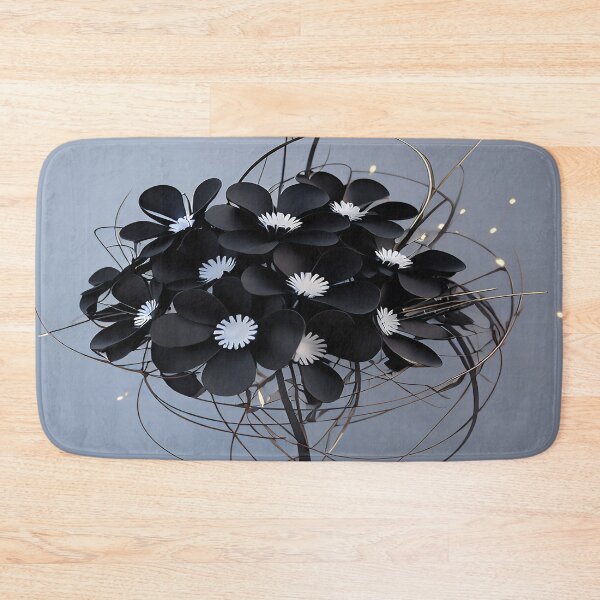 Item preview, Jet Black Sable Flower Bouquet Arrangement White Centers Whisps of Leaves and Stems designed and sold by deniselynnimage.