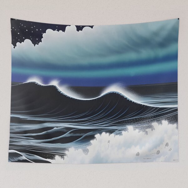 Item preview, Midnight waves and rolling clouds, ink drawing, Ai Generated Art  designed and sold by ACC .