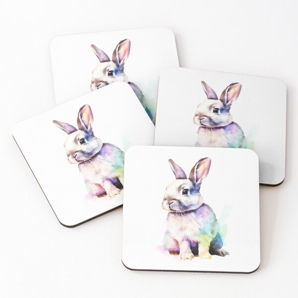Item preview, Watercolor Bunny  with colored splashes of paint designed and sold by yopixart.