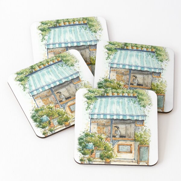 Item preview, Aesthetic Cafe with potted plants designed and sold by Jillian Lee.