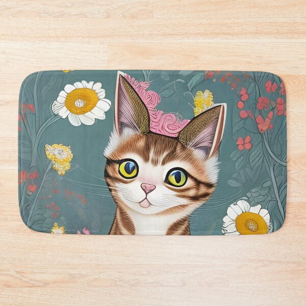 Item preview, Cat Illustration With Mixed Floral Background designed and sold by Julianadieyi.