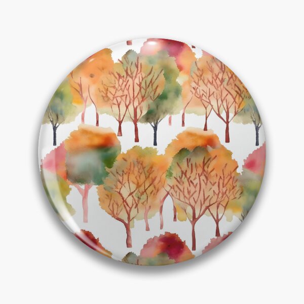 Item preview, Watercolor Fall Trees Pattern designed and sold by ClairesPatterns.