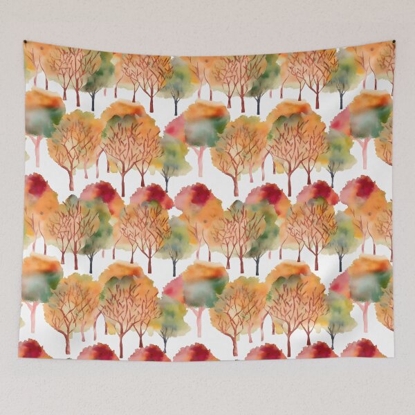 Item preview, Watercolor Fall Trees Pattern designed and sold by ClairesPatterns.