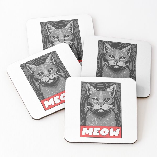 Item preview, Funny Cat Poster - Shepard Fairey Style - Obama Hope Poster - Simpsons Dope Poster - Meow designed and sold by JustSimpleUK.