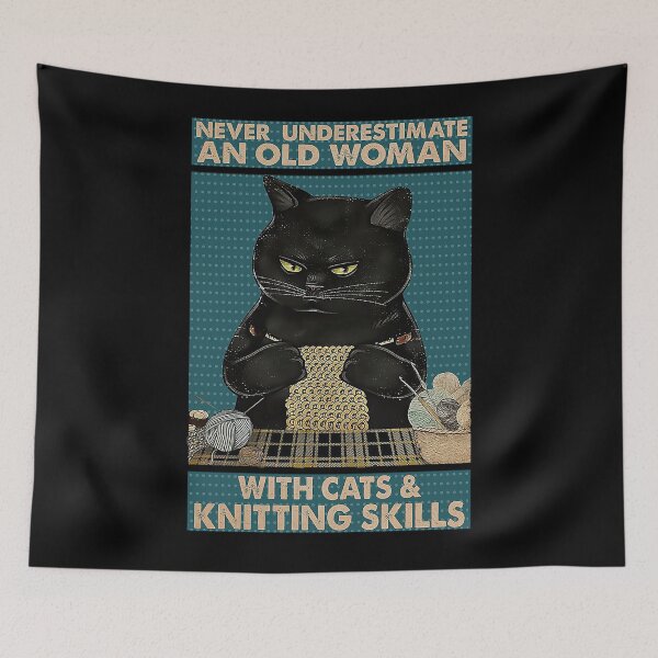 Item preview, Never underestimate An old Woman With Cats And Knitting Skills Cat Lover designed and sold by Delmonico2022.