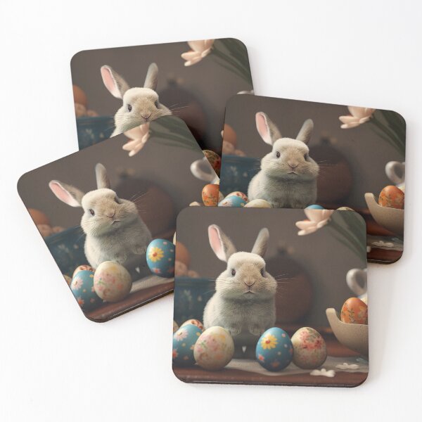 Item preview, Vintage style bunny and Easter eggs with flowers very artwork 1 designed and sold by jetaiart.