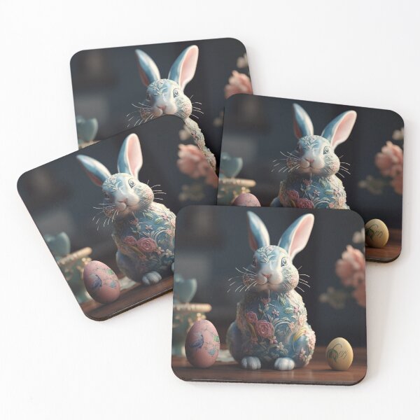 Item preview, Vintage style bunny and Easter eggs with flowers very artwork 2 designed and sold by jetaiart.