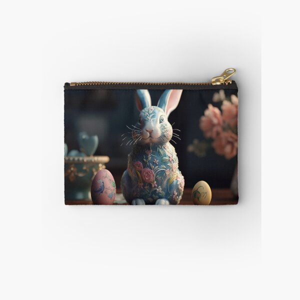 Item preview, Vintage style bunny and Easter eggs with flowers very artwork 2 designed and sold by jetaiart.