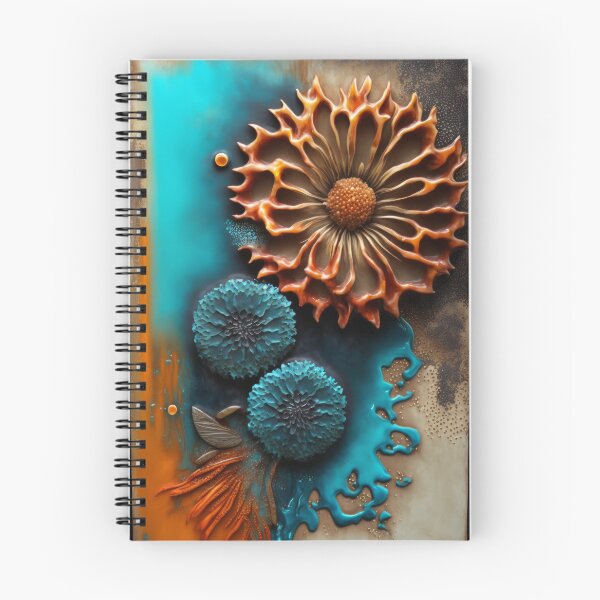 Item preview, Encaustic Fusion: Teal and Orange Wax Flowers designed and sold by EvyeniaArt.