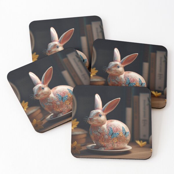 Item preview, Copy of Vintage style bunny Pottery and Easter eggs with flowers very artwork 6 designed and sold by jetaiart.