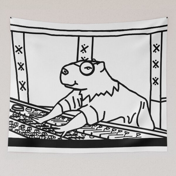 Item preview, Music Producer Capybara Line Drawing designed and sold by ellenhenry.