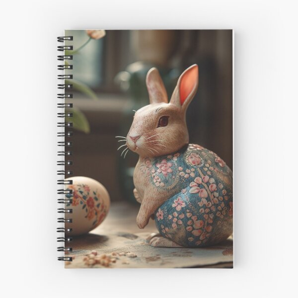 Item preview, Vintage style bunny Pottery and Easter eggs with flowers very artwork 7 designed and sold by jetaiart.