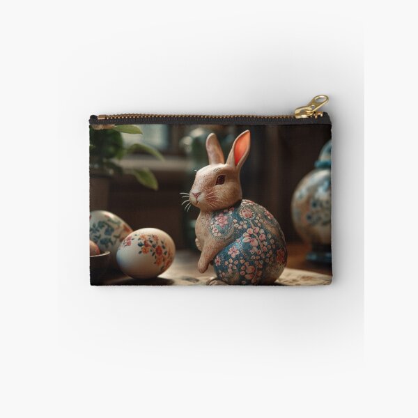 Item preview, Vintage style bunny Pottery and Easter eggs with flowers very artwork 7 designed and sold by jetaiart.