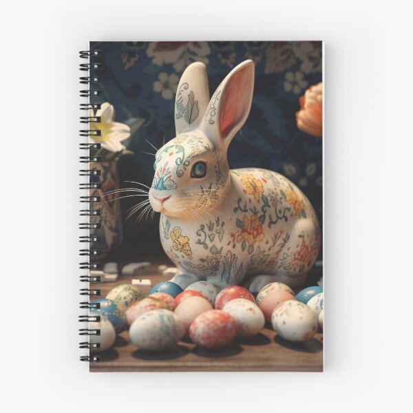 Item preview, Vintage style bunny Pottery and Easter eggs with flowers very artwork 8 designed and sold by jetaiart.