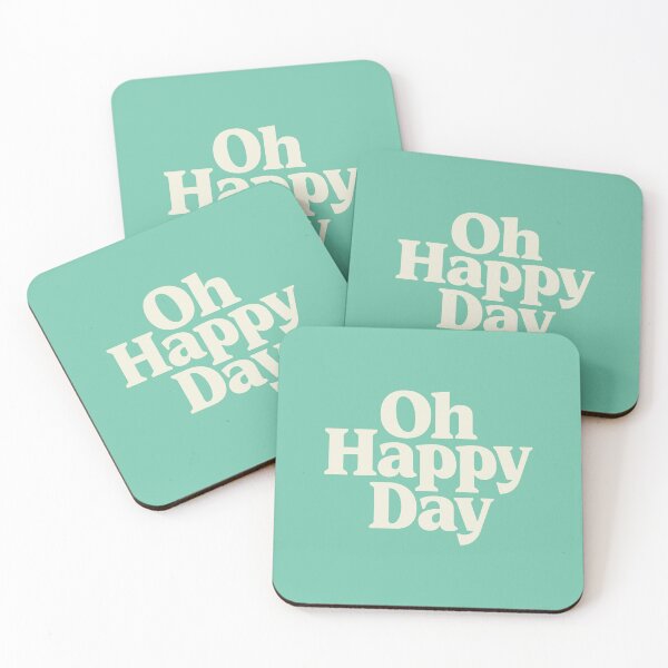 Item preview, Oh Happy Day in Pale Teal and Antique White colors designed and sold by MotivatedType.