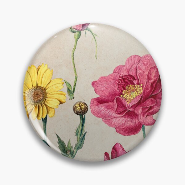 Item preview, A Botanical Masterpiece: Jacques Le Moyne de Morgues' Study of French Roses and Oxeye Daisy designed and sold by EmeraldeaArt.