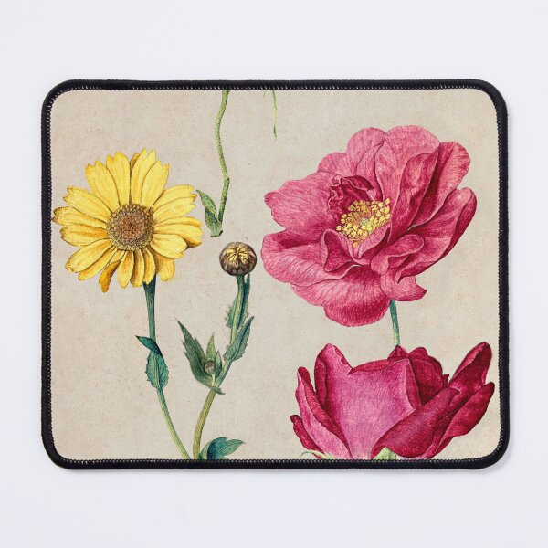 Item preview, A Botanical Masterpiece: Jacques Le Moyne de Morgues' Study of French Roses and Oxeye Daisy designed and sold by EmeraldeaArt.