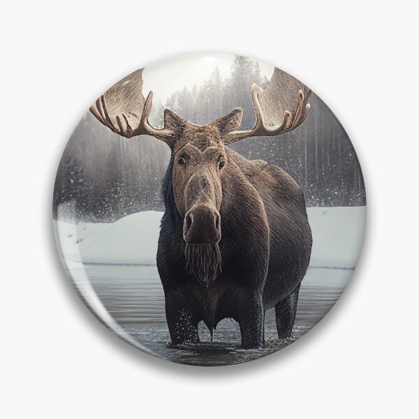 Item preview, Serene Lake Reflection Nordic Winter Moose Minimalist Art Print Scandinavian Decor  designed and sold by Abili-Tees.