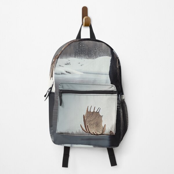 Item preview, Serene Lake Reflection Nordic Winter Moose Minimalist Art Print Scandinavian Decor designed and sold by Abili-Tees.