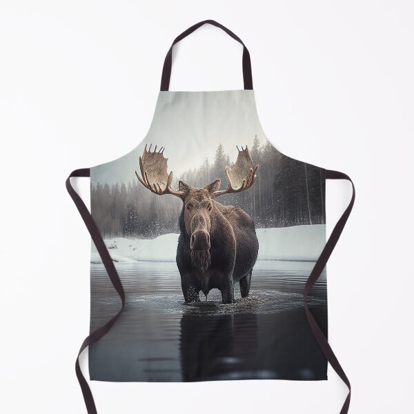 Item preview, Serene Lake Reflection Nordic Winter Moose Minimalist Art Print Scandinavian Decor designed and sold by Abili-Tees.