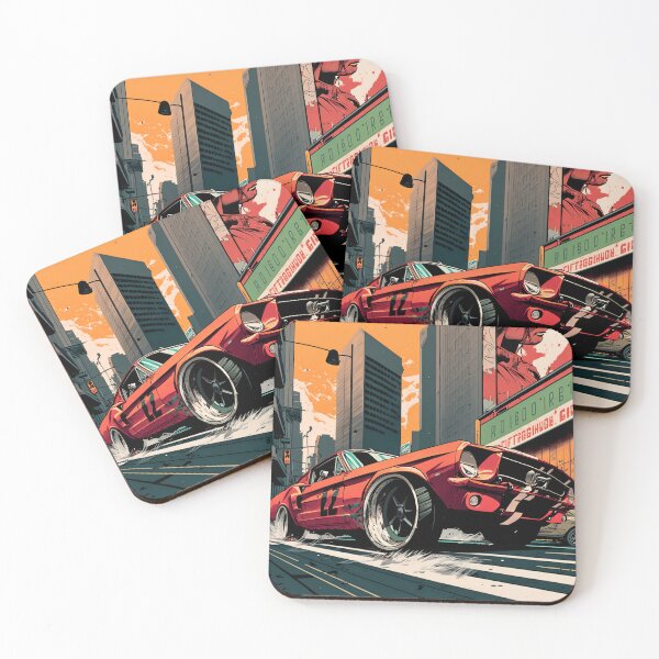Item preview, Comic Classic Mustang Drift Print designed and sold by Auto-Prints.