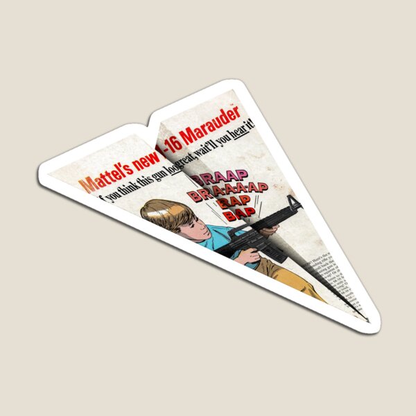 M-16 Toy Machine Gun Comic Book Ad Paper Airplane Magnet