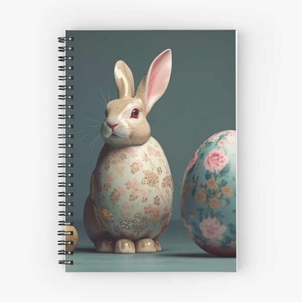 Item preview, Vintage style bunny Pottery and Easter eggs with flowers very artwork 9 designed and sold by jetaiart.