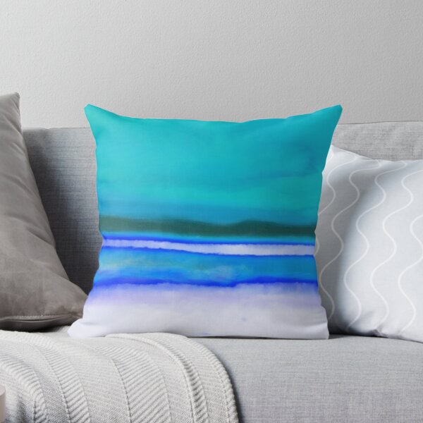 On Golden Creek - Summer Blue Throw Pillow