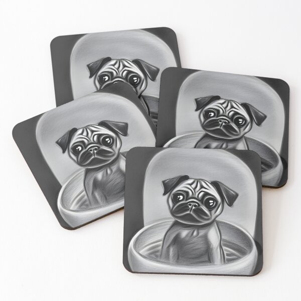 Item preview, Dog Bowls. Pug in a Bowl. Pencil Pug. Sketch Pug designed and sold by Doggymadness.