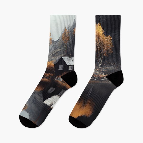 Item preview, Nordic Autumn Cottage Superb Minimalism Landscape Art  designed and sold by Abili-Tees.
