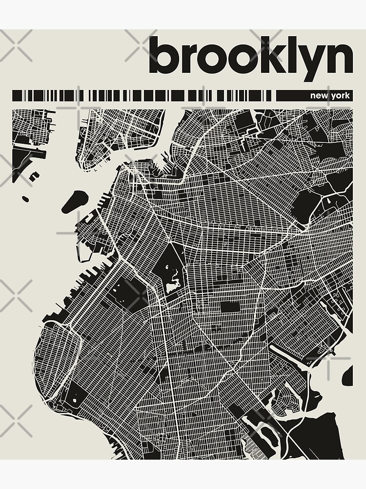 Brooklyn Dark Map, City Of Brooklyn Map, Brooklyn Minimalist Map ...