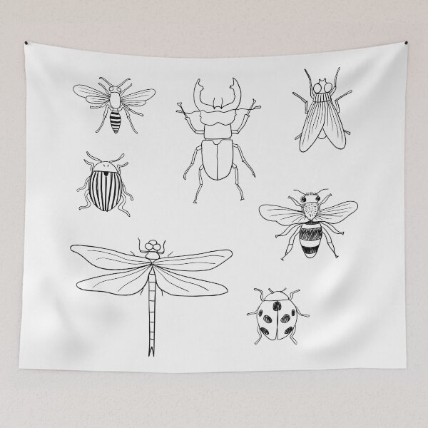 Item preview, Different hand drawn doodle isolated insects designed and sold by Familyshmot.