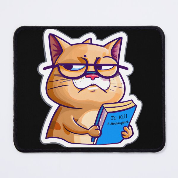 Item preview, Cat Reading To Kill A Mockingbird - Funny Meme Cat Sticker designed and sold by GumStickers.