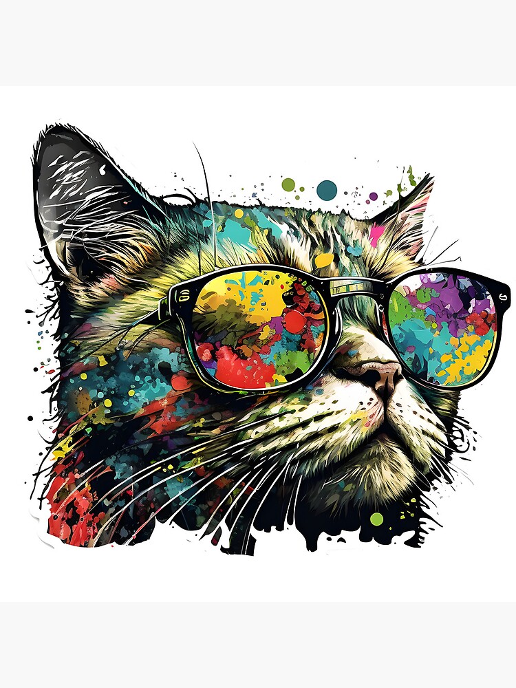 Poster for Sale avec l'œuvre « Chat drôle avec des lunettes » de l