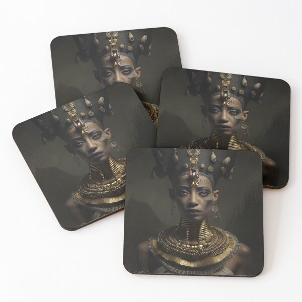 Item preview, Black egyptian pharaoh queen wearing golden jewellery designed and sold by RK - Shop.