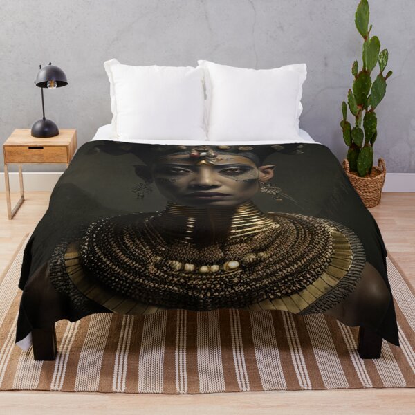Item preview, Black egyptian pharaoh queen wearing golden jewellery designed and sold by RK - Shop.