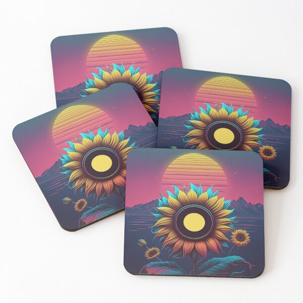 Item preview, 80s Synthwave Sunflowers designed and sold by RESToRAPTOR.