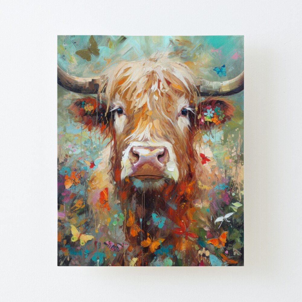 JJ-Art, Joyeuse vache frisonne, abstrait en peinture à l'huile colorée, Nederland